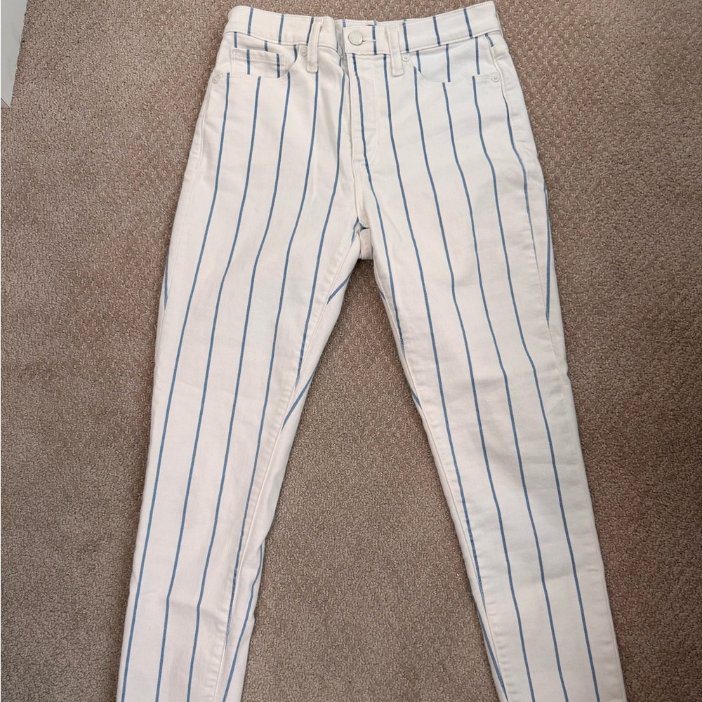 Banana Republic Cream and Blue High-Rise Skinny Pants